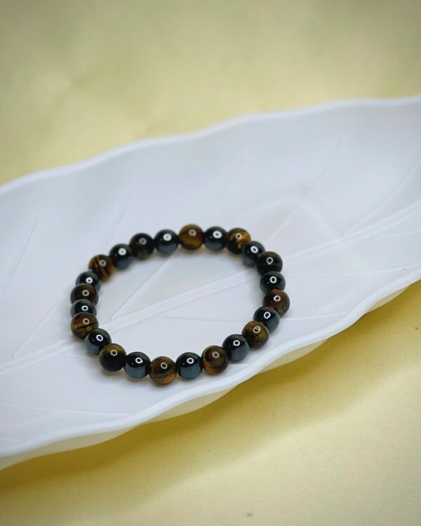 Tiger’s Eye Pyrite coated Magnet & Black Tourmaline Bracelet