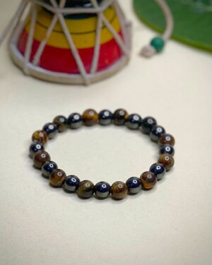 Tiger’s Eye Pyrite coated Magnet & Black Tourmaline Bracelet