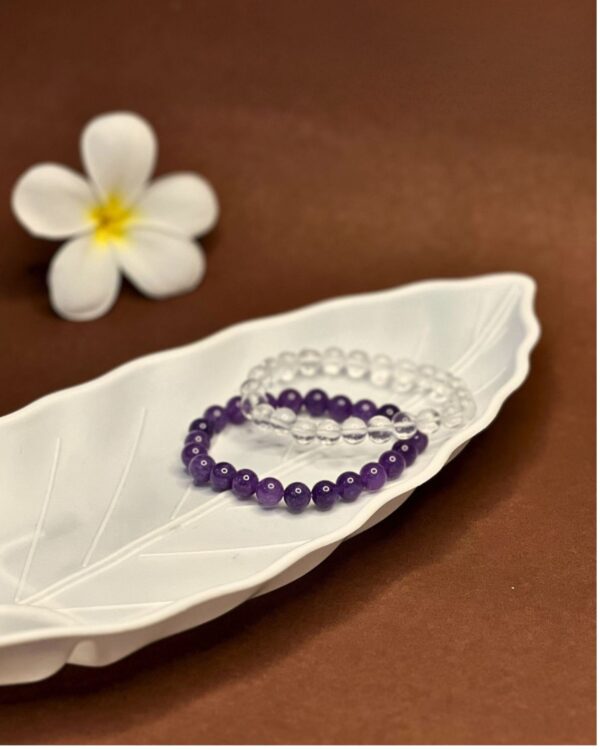 Clear Quartz & Amethyst Bracelets Combo