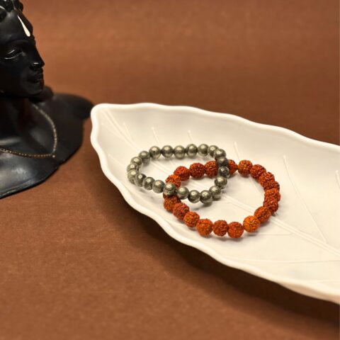 Pyrite & Rudraksh Bracelet - Shiv Sampatti Kavach by Avdhuta