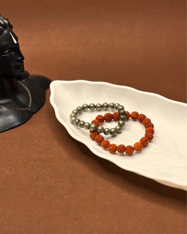 Pyrite & Rudraksh Bracelet - Shiv Sampatti Kavach by Avdhuta