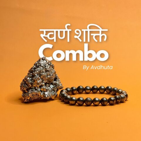 Pyrite Bracelet & Raw Pyrite Cluster - Svarna Shakti Combo by Avdhuta