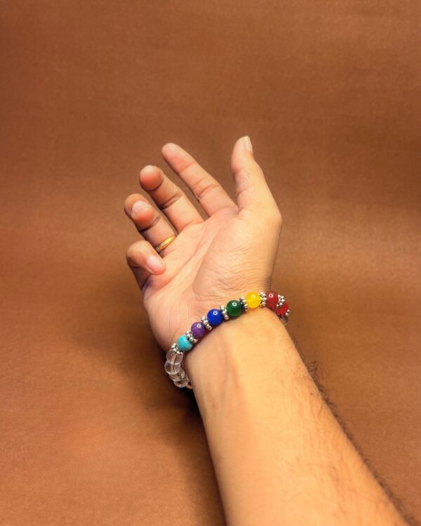 Clear Quartz & 7 Chakra Crystal Combo Bracelet