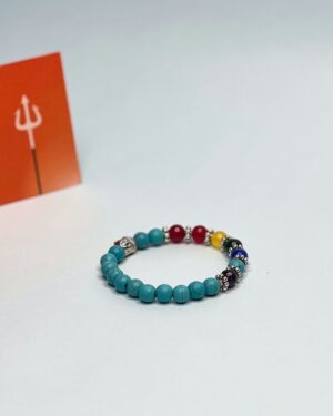 Turquoise (Firoza) & 7 Chakra Stones Bracelet