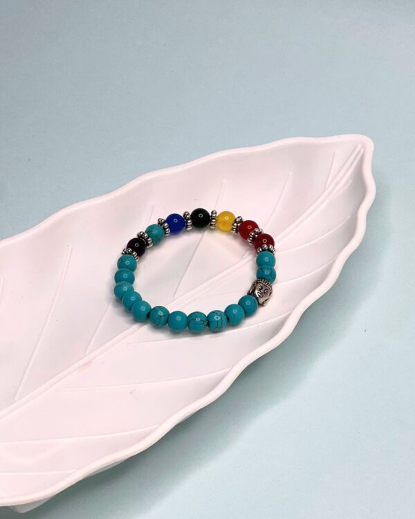 Turquoise (Firoza) & 7 Chakra Stones Bracelet