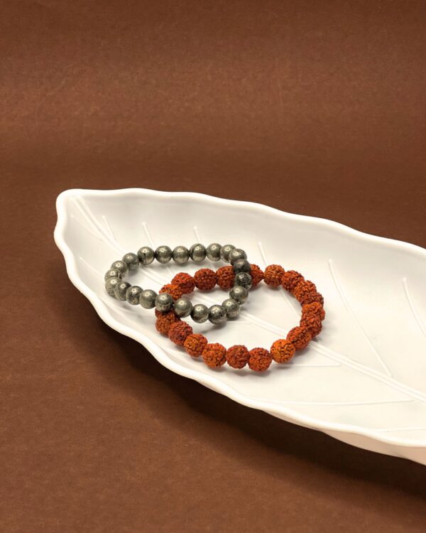 Pyrite & Rudraksh Bracelet - Shiv Sampatti Kavach by Avdhuta