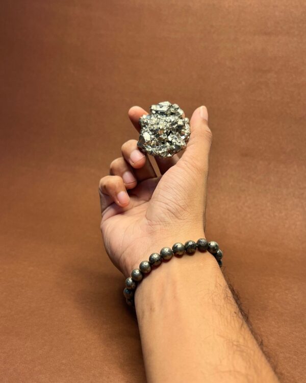 Pyrite Bracelet & Raw Pyrite Cluster - Svarna Shakti Combo by Avdhuta