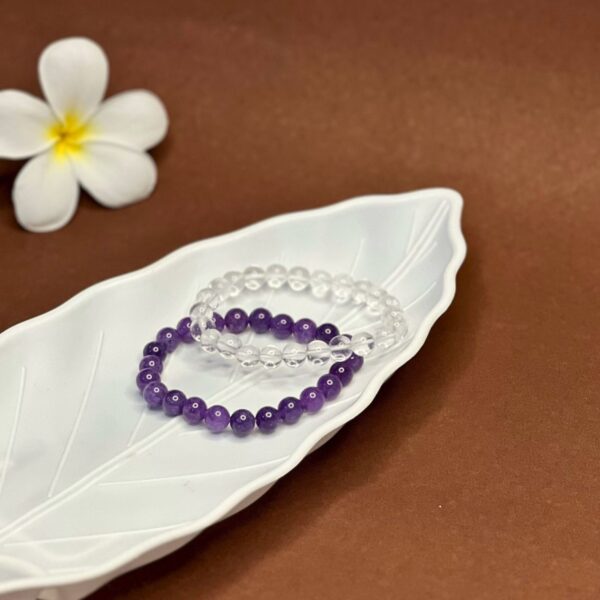 Clear Quartz & Amethyst Bracelets Combo