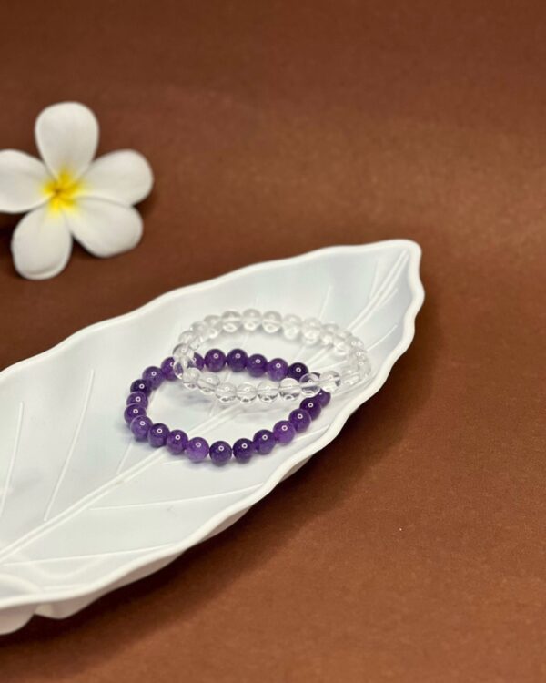 Clear Quartz & Amethyst Bracelets Combo
