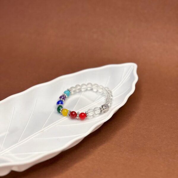 Clear Quartz & 7 Chakra Crystal Combo Bracelet