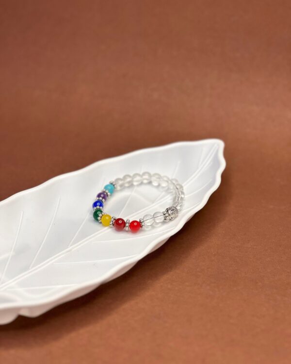 Clear Quartz & 7 Chakra Crystal Combo Bracelet