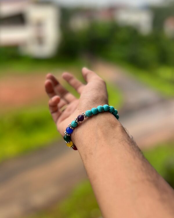 Turquoise (Firoza) & 7 Chakra Stones Bracelet