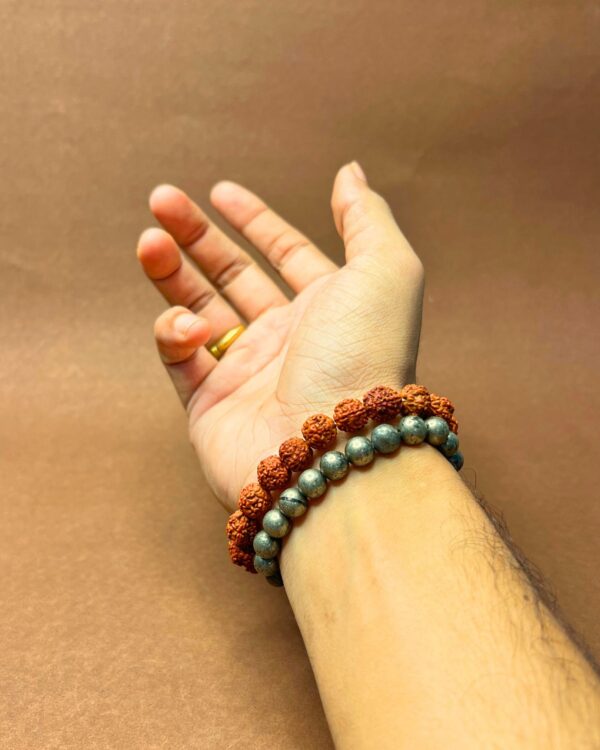 Pyrite & Rudraksh Bracelet - Shiv Sampatti Kavach by Avdhuta