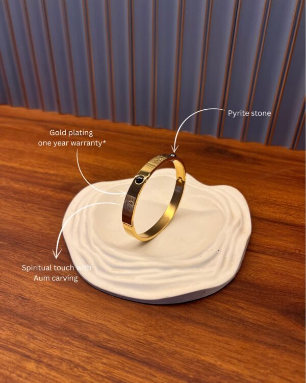 Aum Golden Kada with Pyrite plated magnet stones