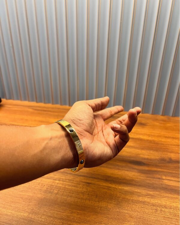 Aum Golden Kada with Pyrite plated magnet stones