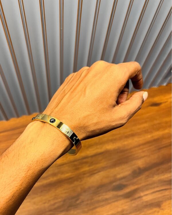 Aum Golden Kada with Pyrite plated magnet stones